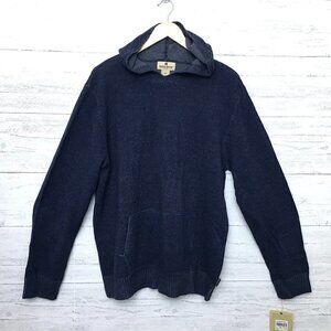 NEW Woolrich Men's Navy Blue Sweater Cotton Blend Hawk Run Hoodie Pullover Large